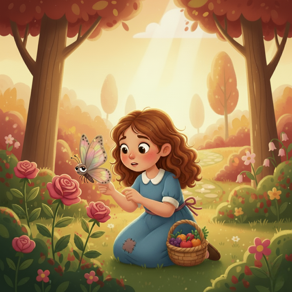 Lila, una bambina coraggiosa, scopre che la leggendaria Farfalla Arcobaleno ha perso i suoi colori, rendendo triste l'intera valle. Per aiutarla, Lila intraprende un'avventura sulla Montagna del Sorriso, risolvendo gli indovinelli della natura lungo il cammino. In cima, scopre che la "Magia del Sole" non è un tesoro, ma una semplice pozzanghera che riflette il cielo. Con ingegno, usa la sua cesta per riportare l'acqua magica alla farfalla, restituendole i colori e la felicità alla valle.